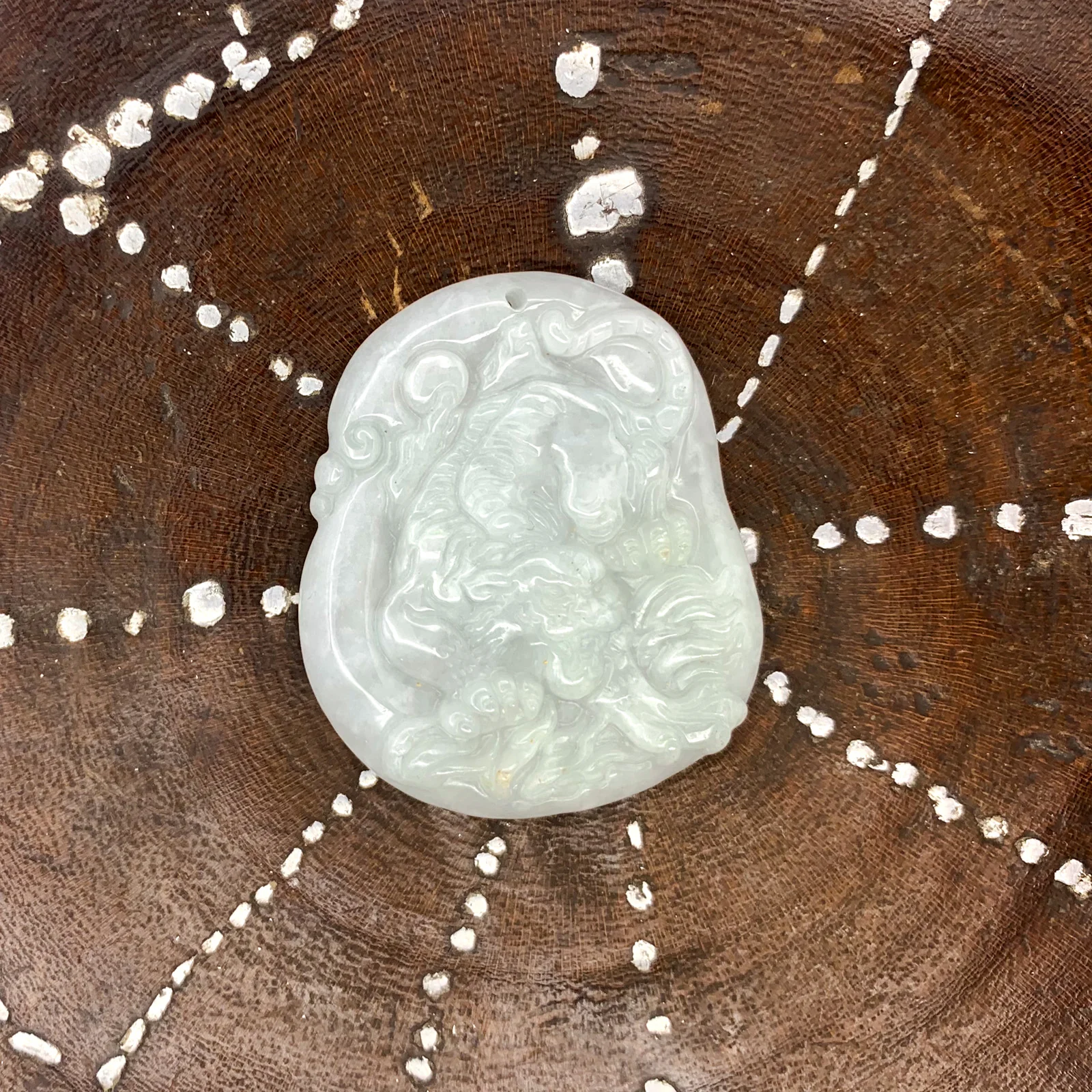 China Style Certified 100% Natural White A Jade Jadeite Pendant Tiger - Image 2