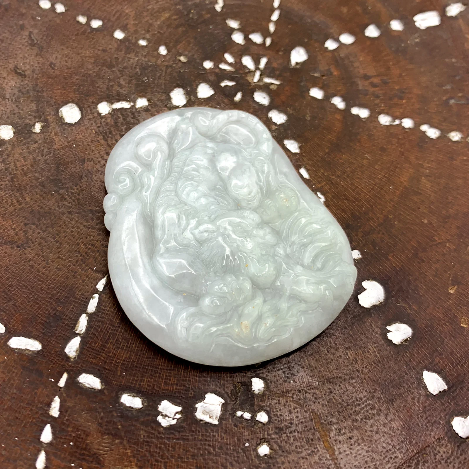 China Style Certified 100% Natural White A Jade Jadeite Pendant Tiger - Image 5