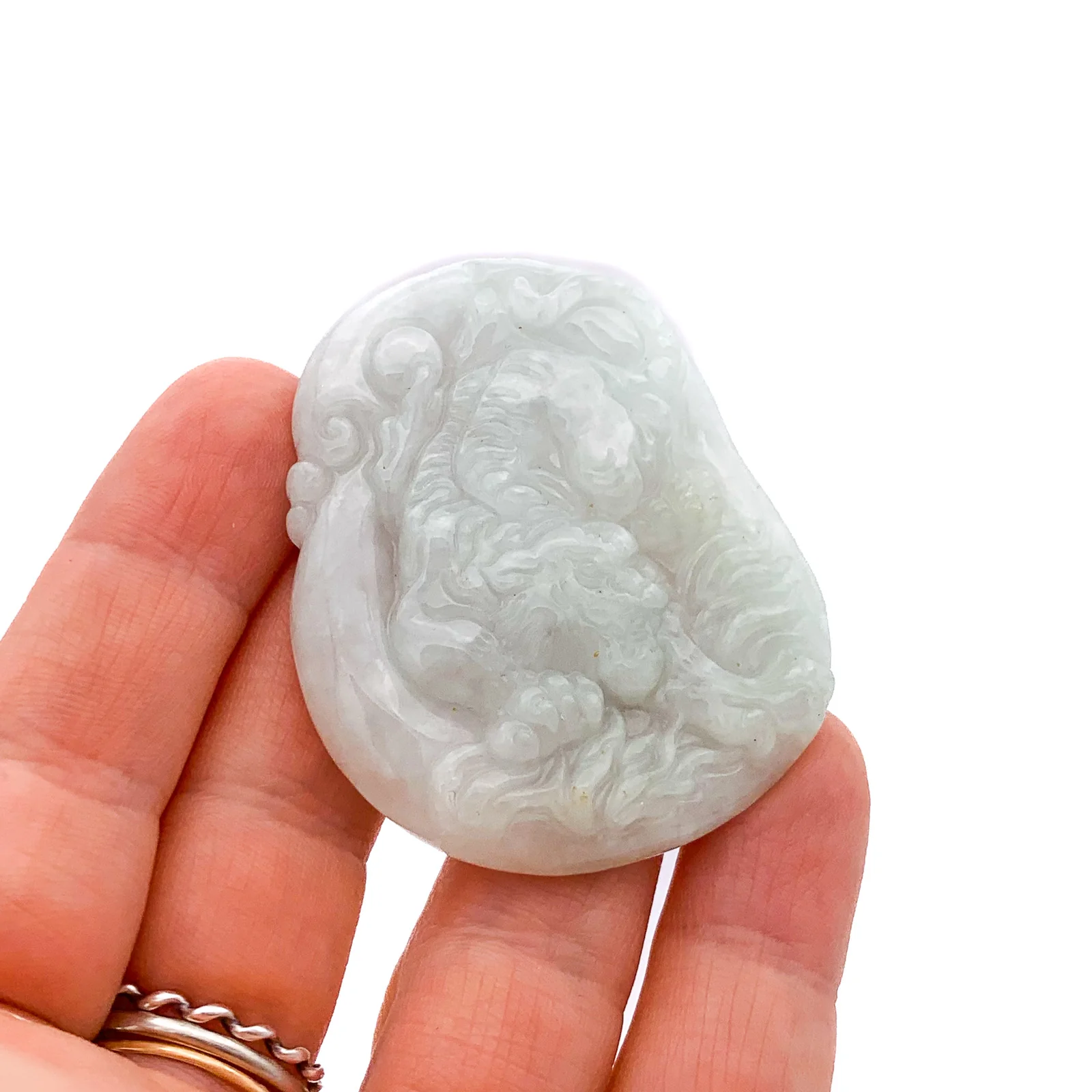 China Style Certified 100% Natural White A Jade Jadeite Pendant Tiger - Image 8