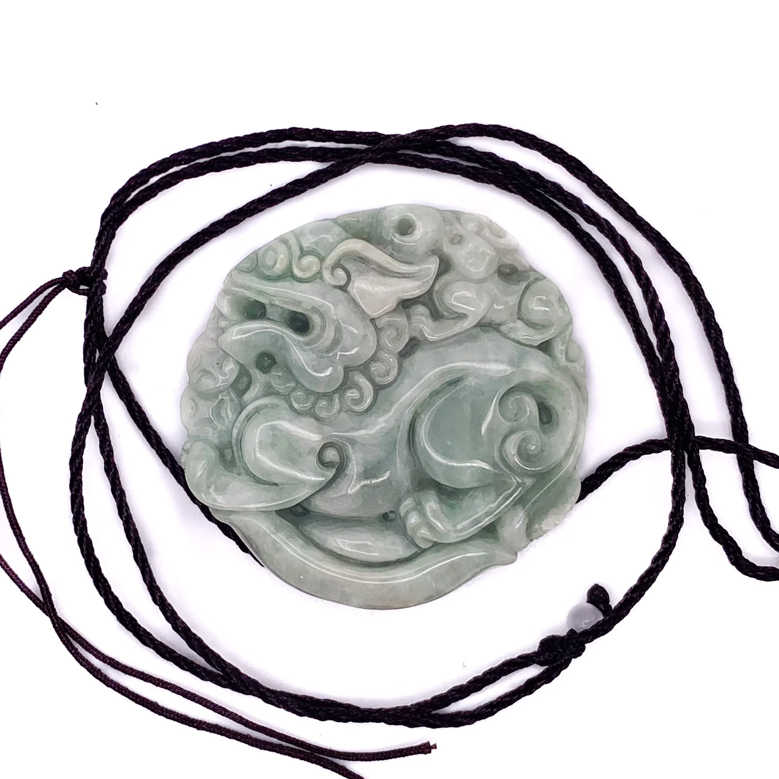 China Style Certified 100% Natural White Green A Jade Jadeite Pendant Unicorn - Image 10