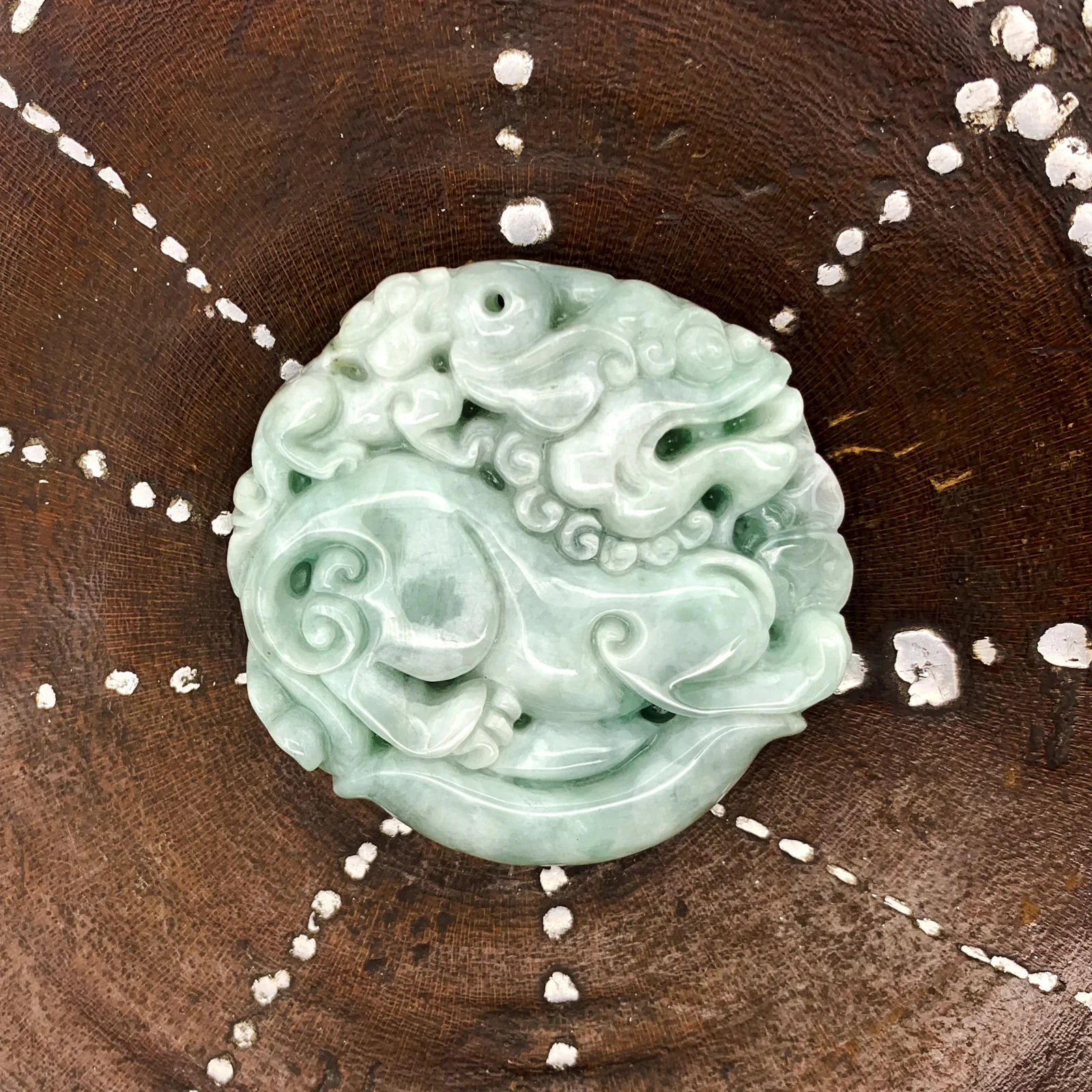 China Style Certified 100% Natural White Green A Jade Jadeite Pendant Unicorn - Image 3