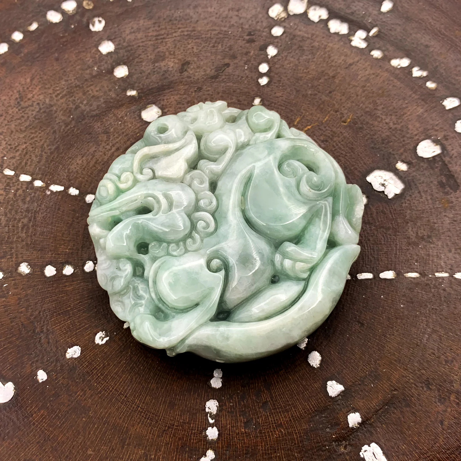 China Style Certified 100% Natural White Green A Jade Jadeite Pendant Unicorn - Image 4