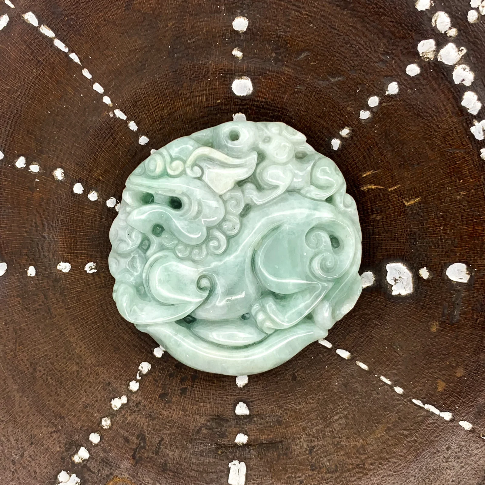 China Style Certified 100% Natural White Green A Jade Jadeite Pendant Unicorn - Image 6