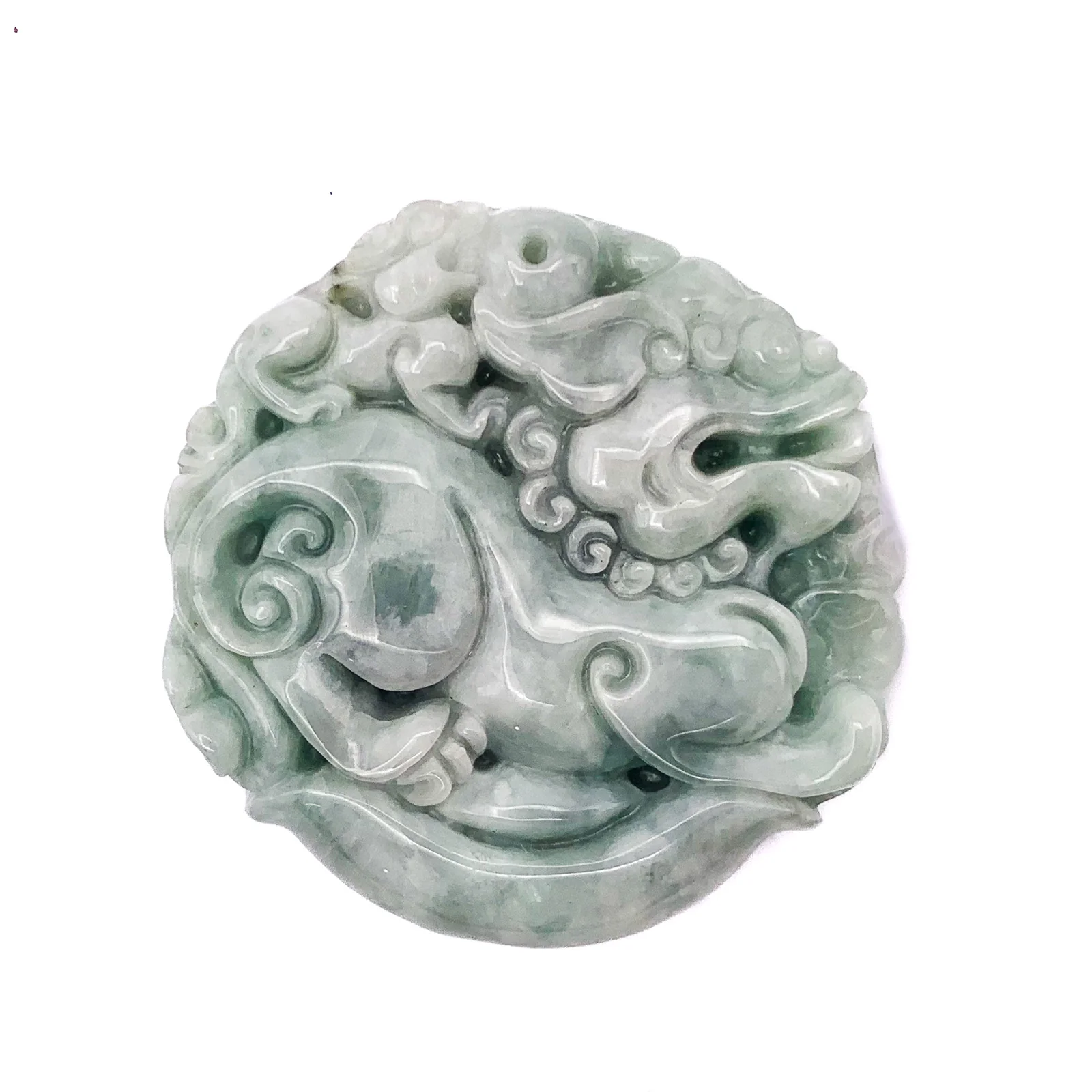 China Style Certified 100% Natural White Green A Jade Jadeite Pendant Unicorn - Image 8