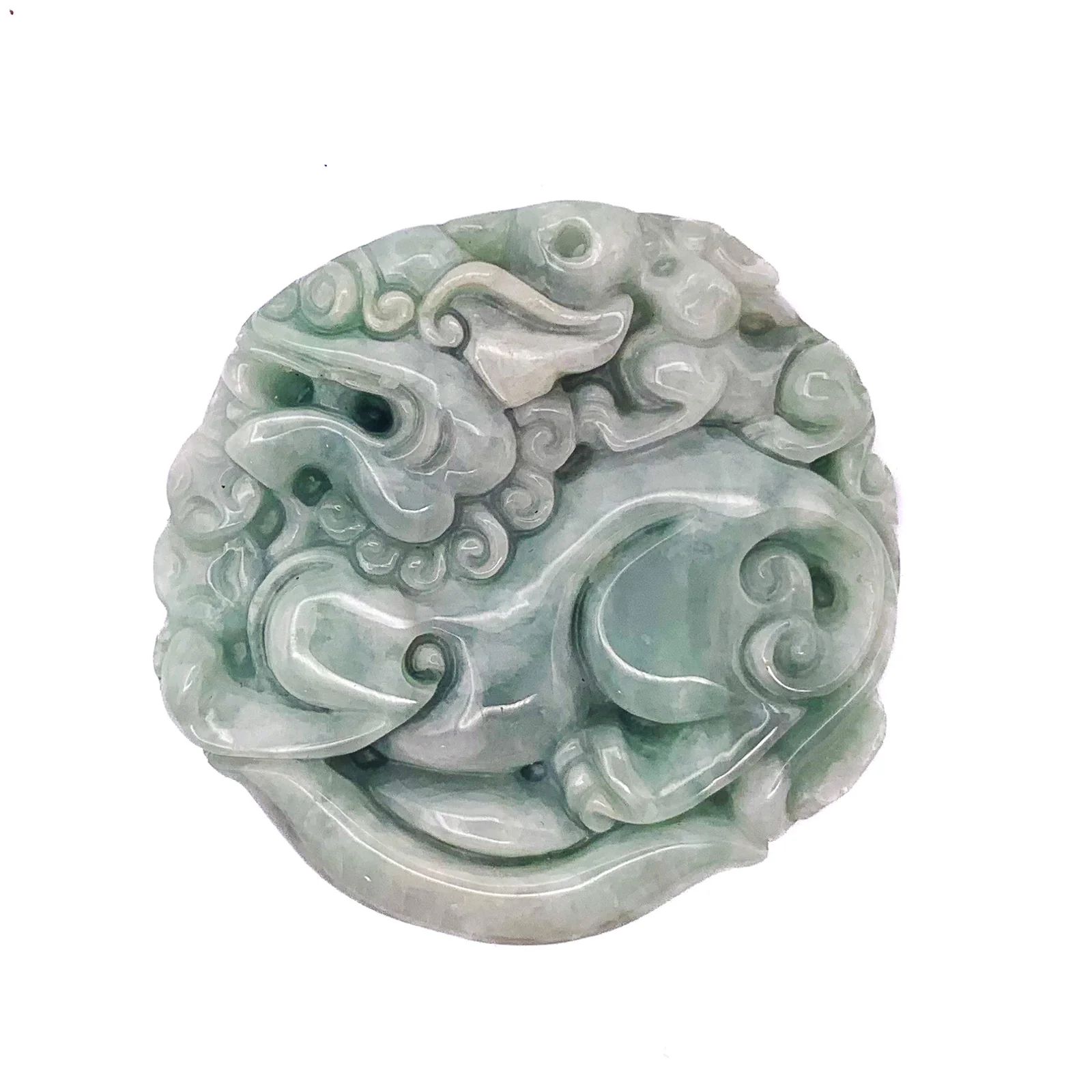 China Style Certified 100% Natural White Green A Jade Jadeite Pendant Unicorn - Image 9