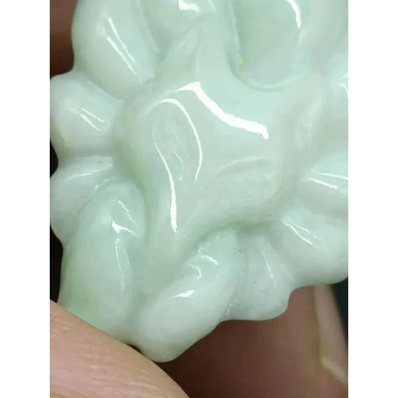 Certified Chinese Style Light Green Natural A Jade Jadeite Fox Pendant - Image 2