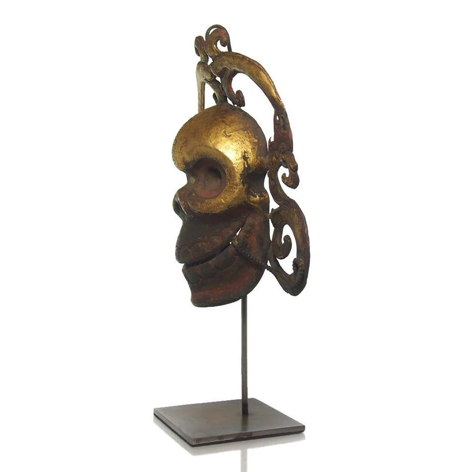 Chitipati Hand Hammered Brass Dance Mask and Temple Icon 1 - Image 2