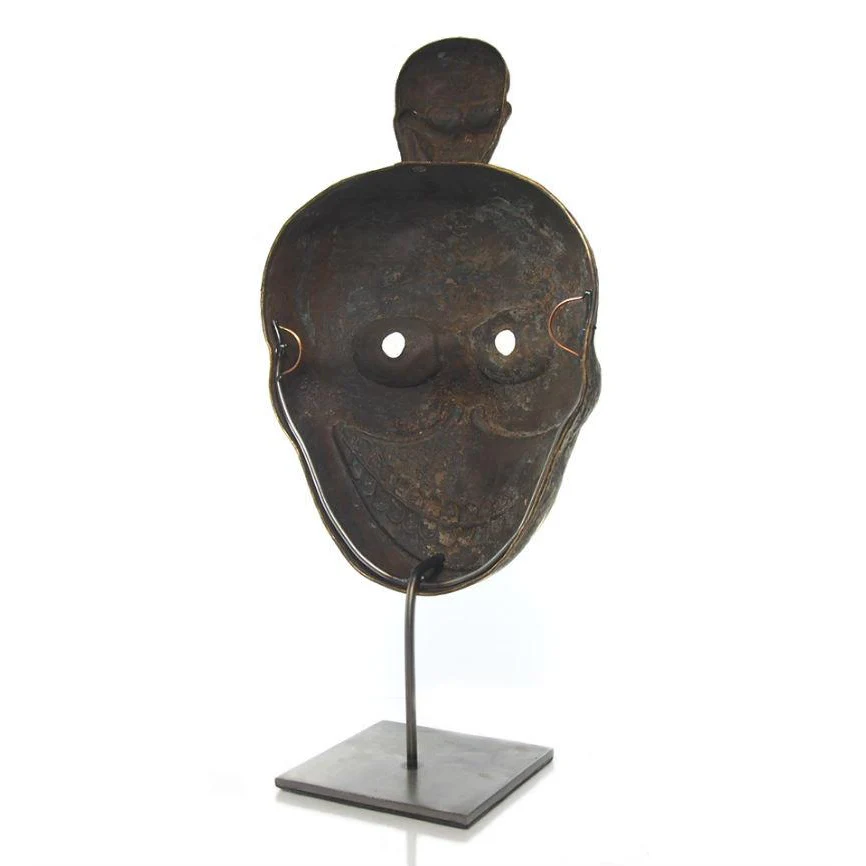 Chitipati Hand Hammered Brass Dance Mask and Temple Icon 2 - Image 3