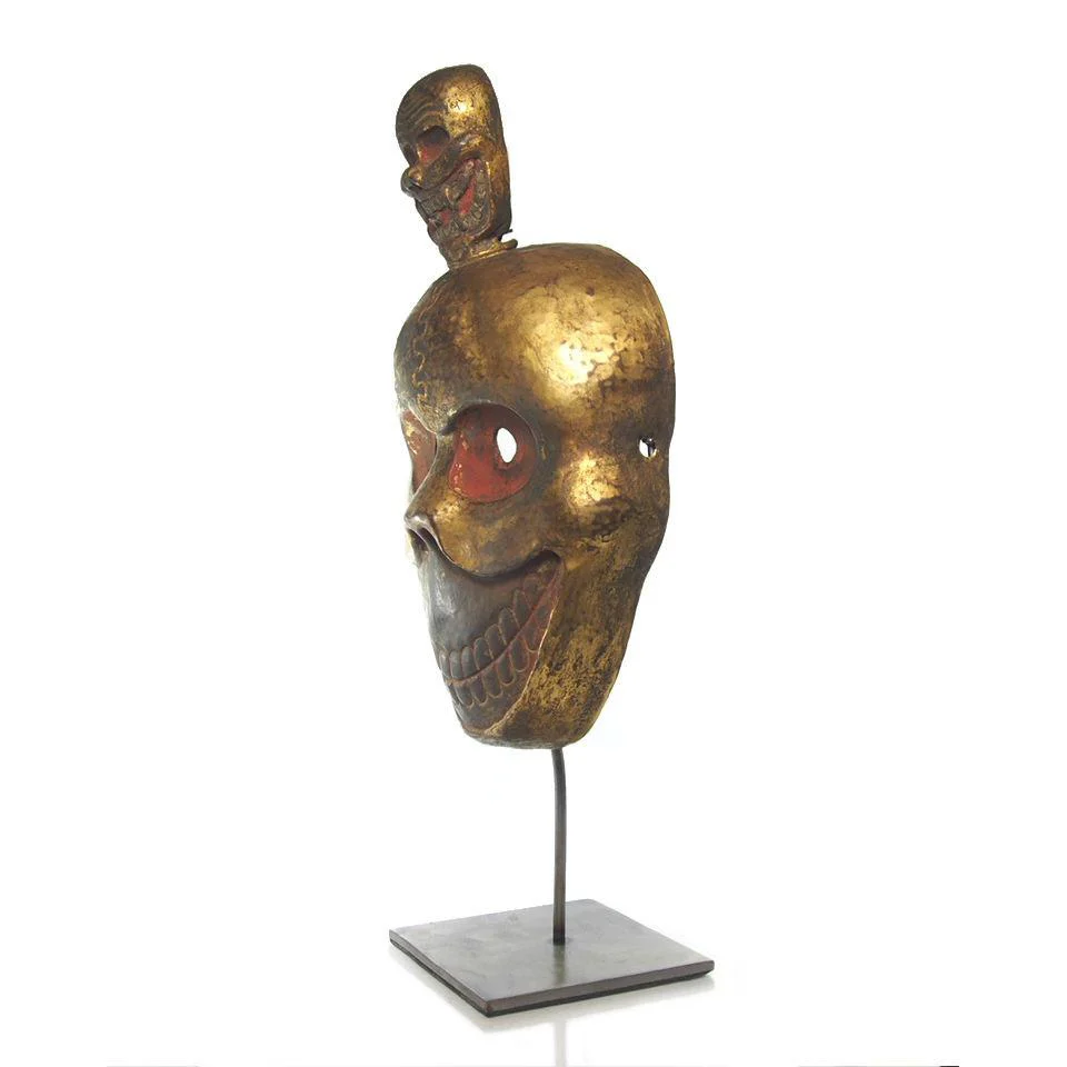 Chitipati Hand Hammered Brass Dance Mask and Temple Icon 2 - Image 4