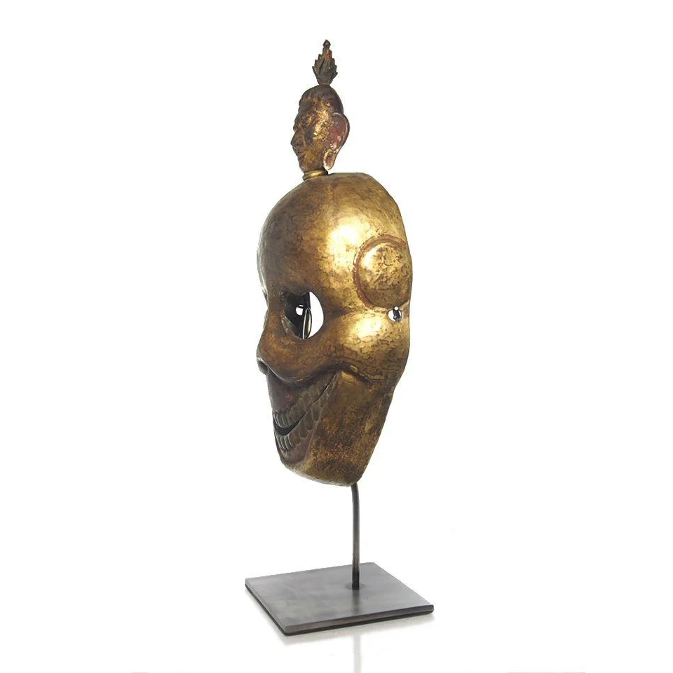 Chitipati Hand Hammered Brass Dance Mask and Temple Icon 3 - Image 2