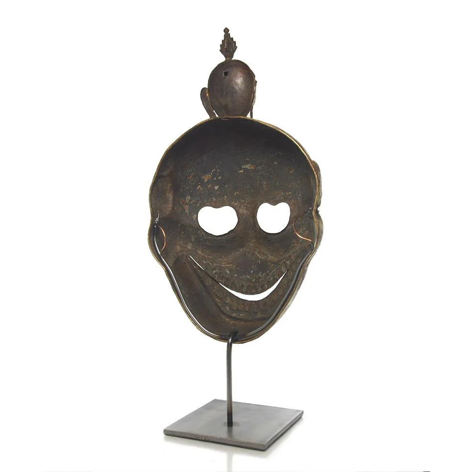 Chitipati Hand Hammered Brass Dance Mask and Temple Icon 3 - Image 4