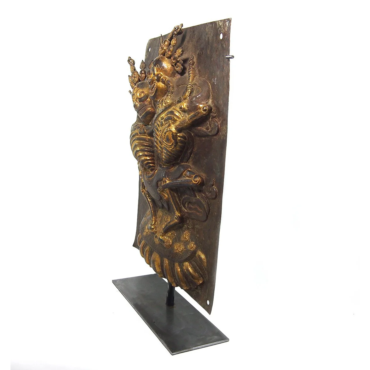 Chitipati Hand Hammered Brass Temple Icon Protector Deities XL - Image 4
