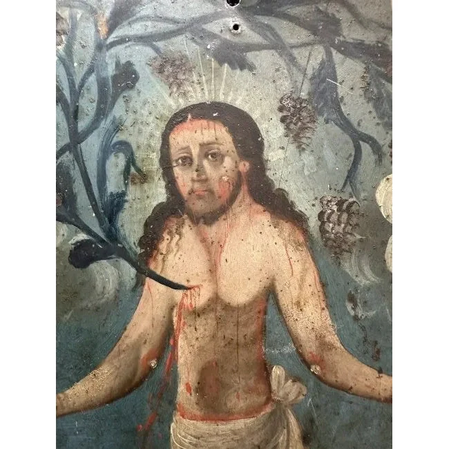 Jesus Christ Eucharist Man of Sorrows Retablo - Image 2