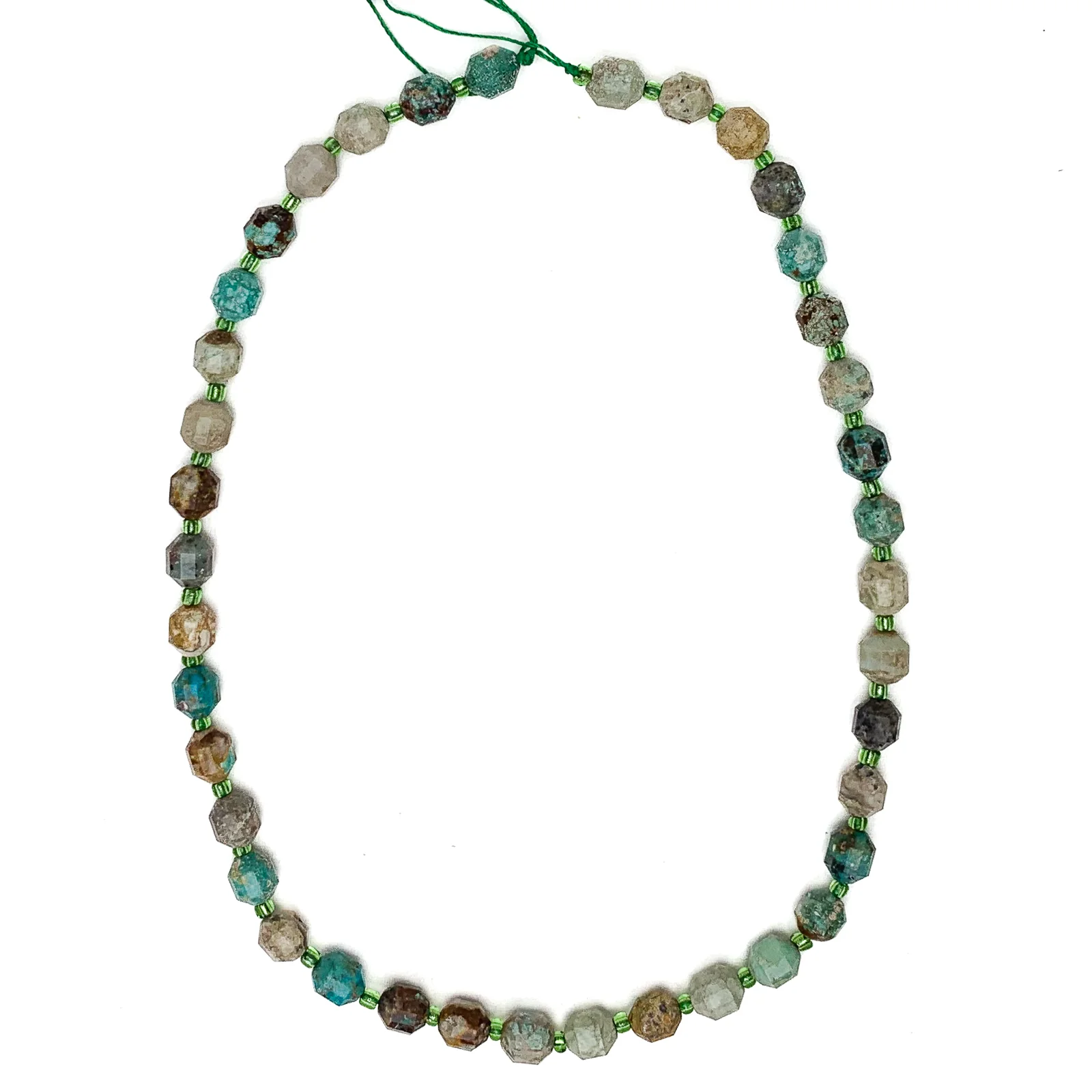 Chrysocolla 7mm Faceted Drums Bead Strand - Image 2
