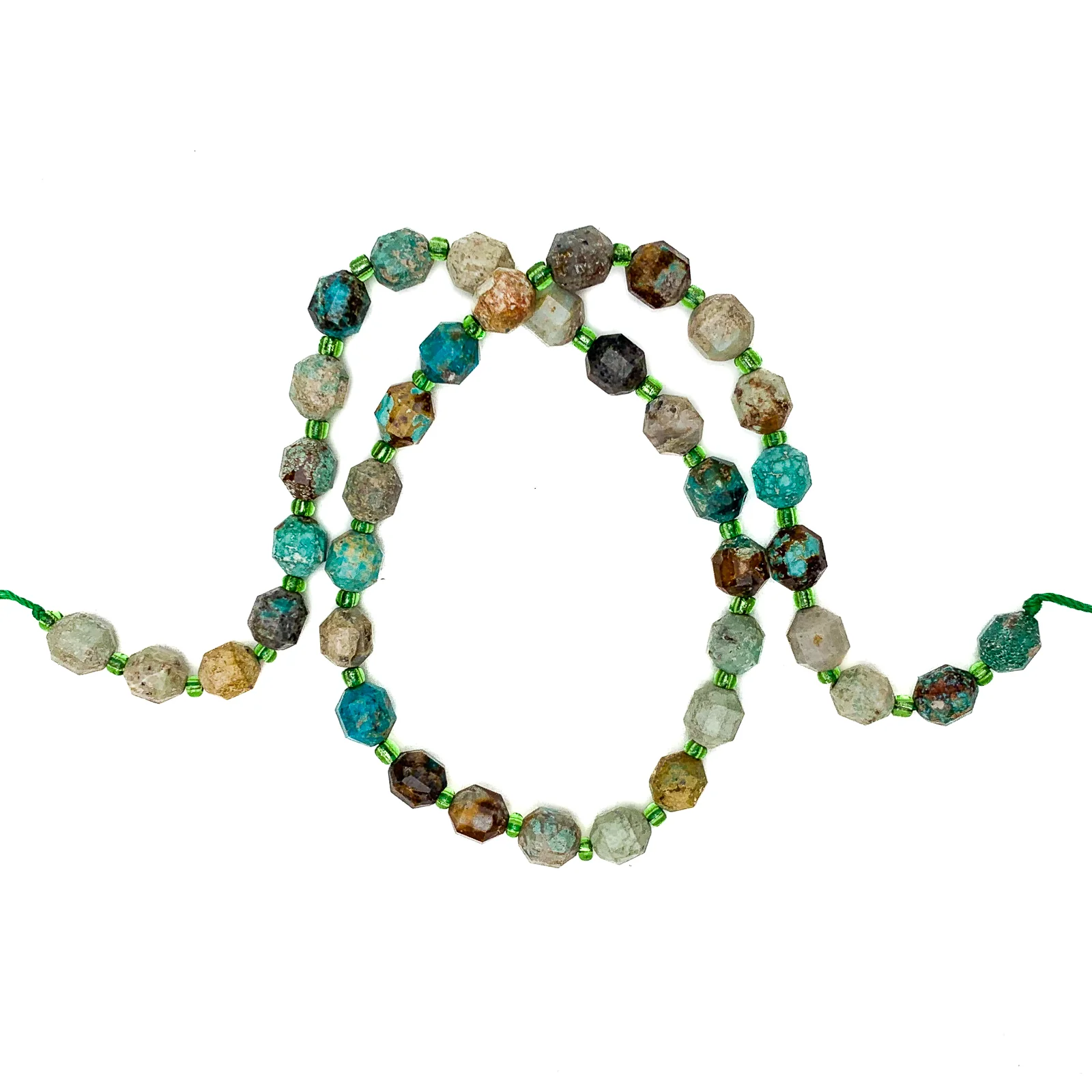 Chrysocolla 7mm Faceted Drums Bead Strand - Image 3