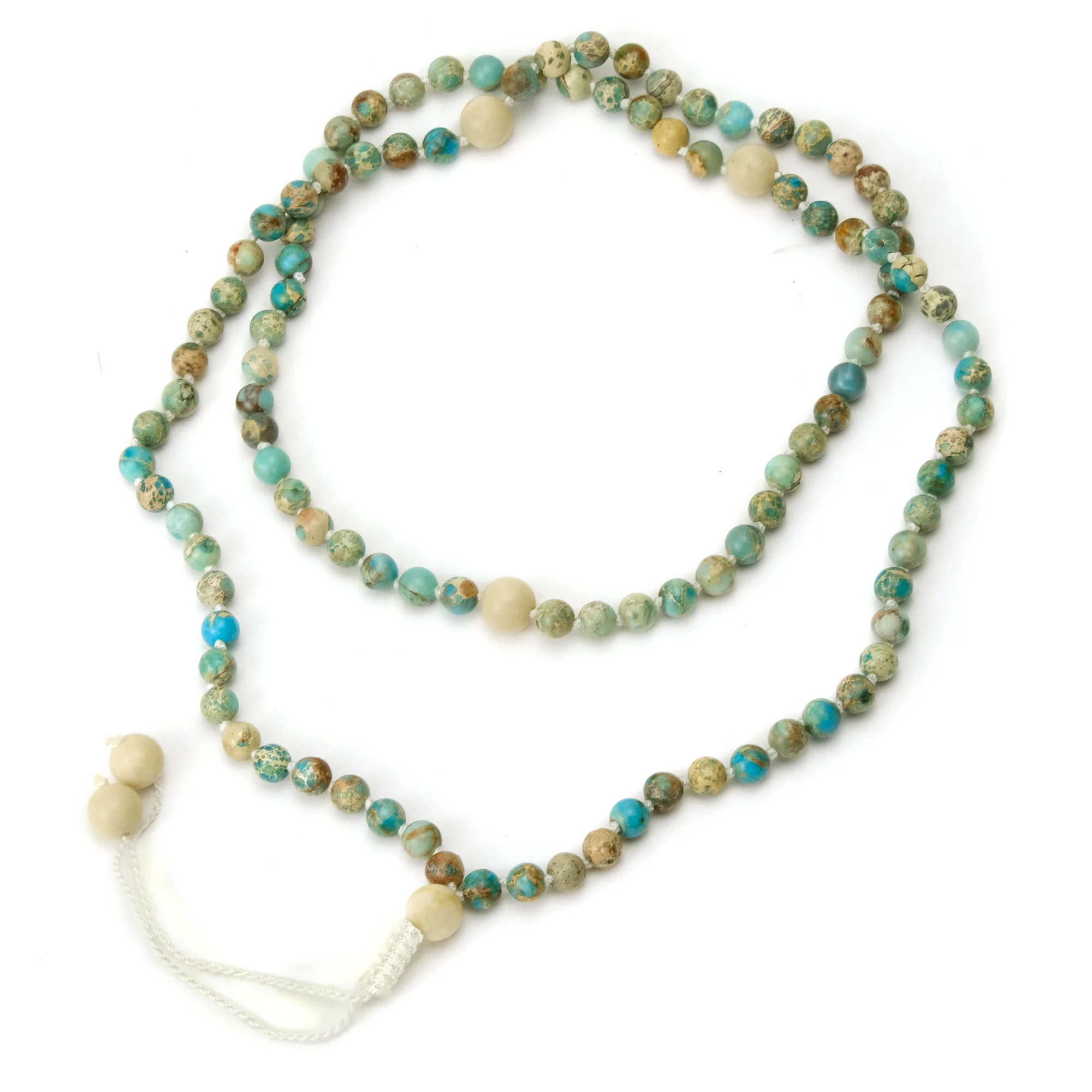 Impression Jasper and Riverstone 6mm Knotted Mala #105 - Image 2