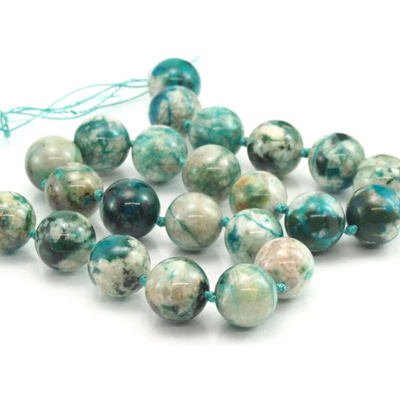 Chrysocolla Fine Rounds 12-14mm Bead Strand - Image 3