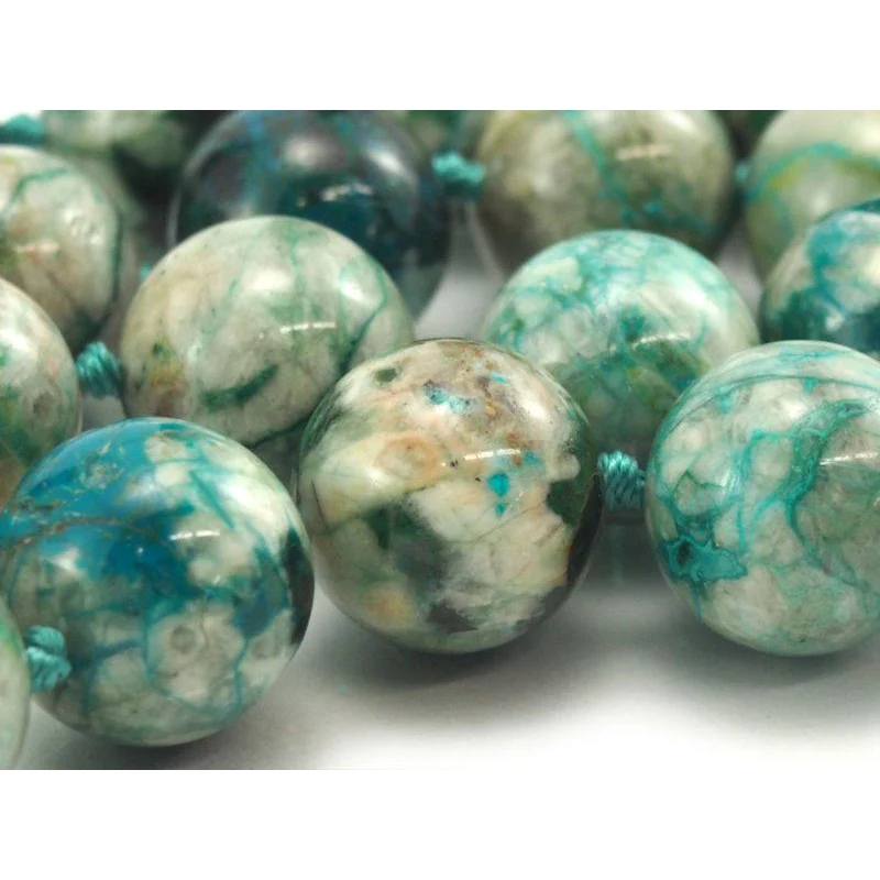 Chrysocolla Fine Rounds 12-14mm Bead Strand - Image 4