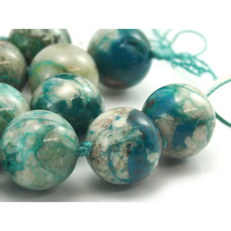Chrysocolla Fine Rounds 12-14mm Bead Strand - Image 5