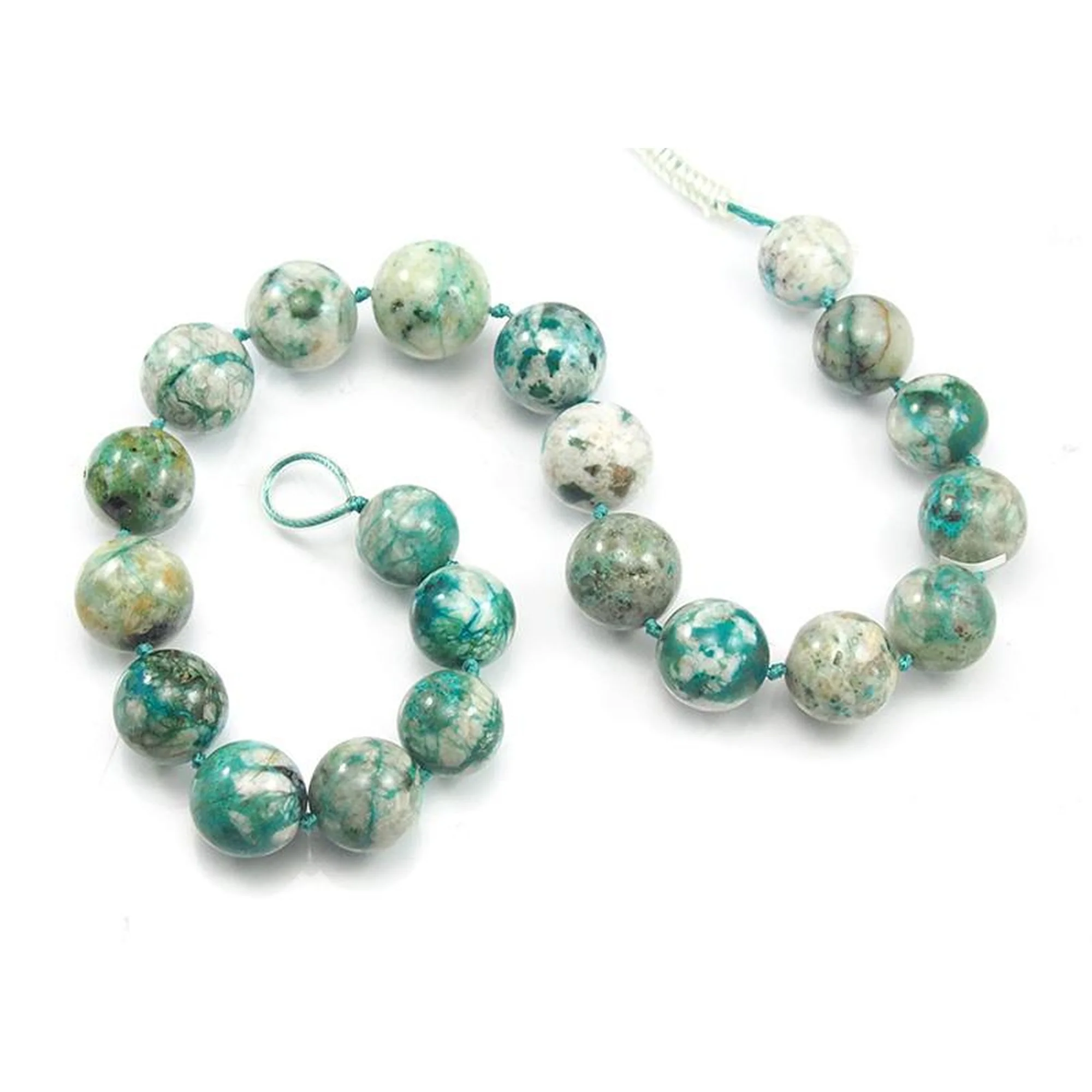 Chrysocolla Smooth Fine Round & Graduated Nugget Strand - Image 7
