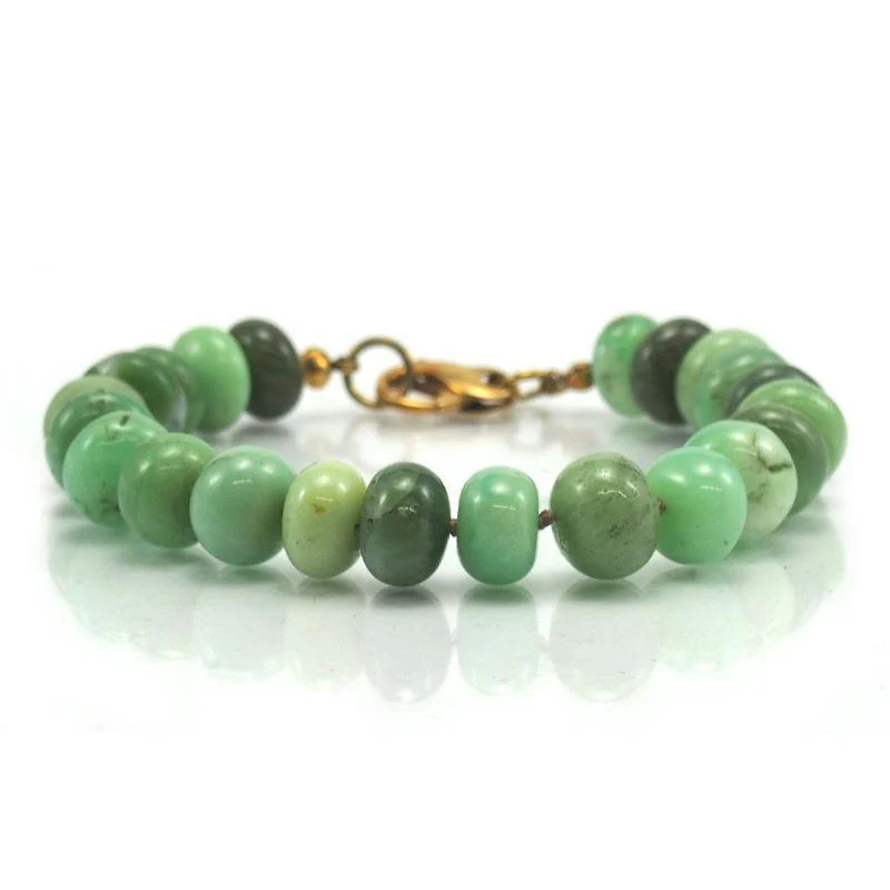 Chrysoprase Bracelet with Gold Filled Fancy Lobster Claw Clasp - Image 3