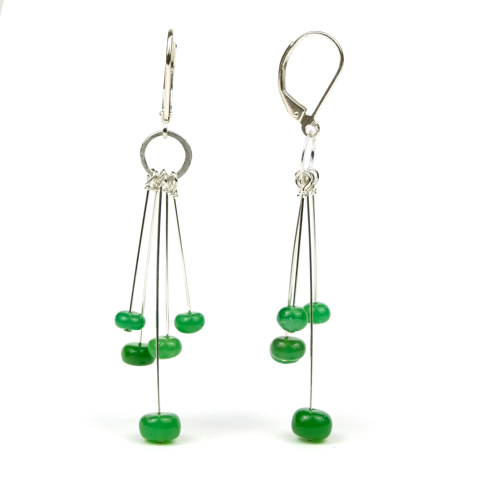 Chrysoprase Earrings with Sterling Silver Latch Back Ear Wire - Image 2