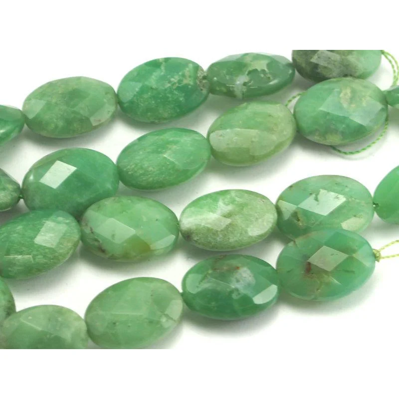 Chrysoprase Faceted Oval Bead Strand - Image 2