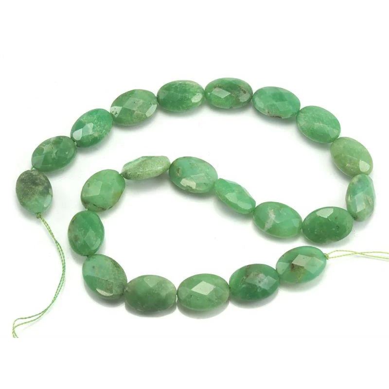 Chrysoprase Faceted Oval Bead Strand - Image 3