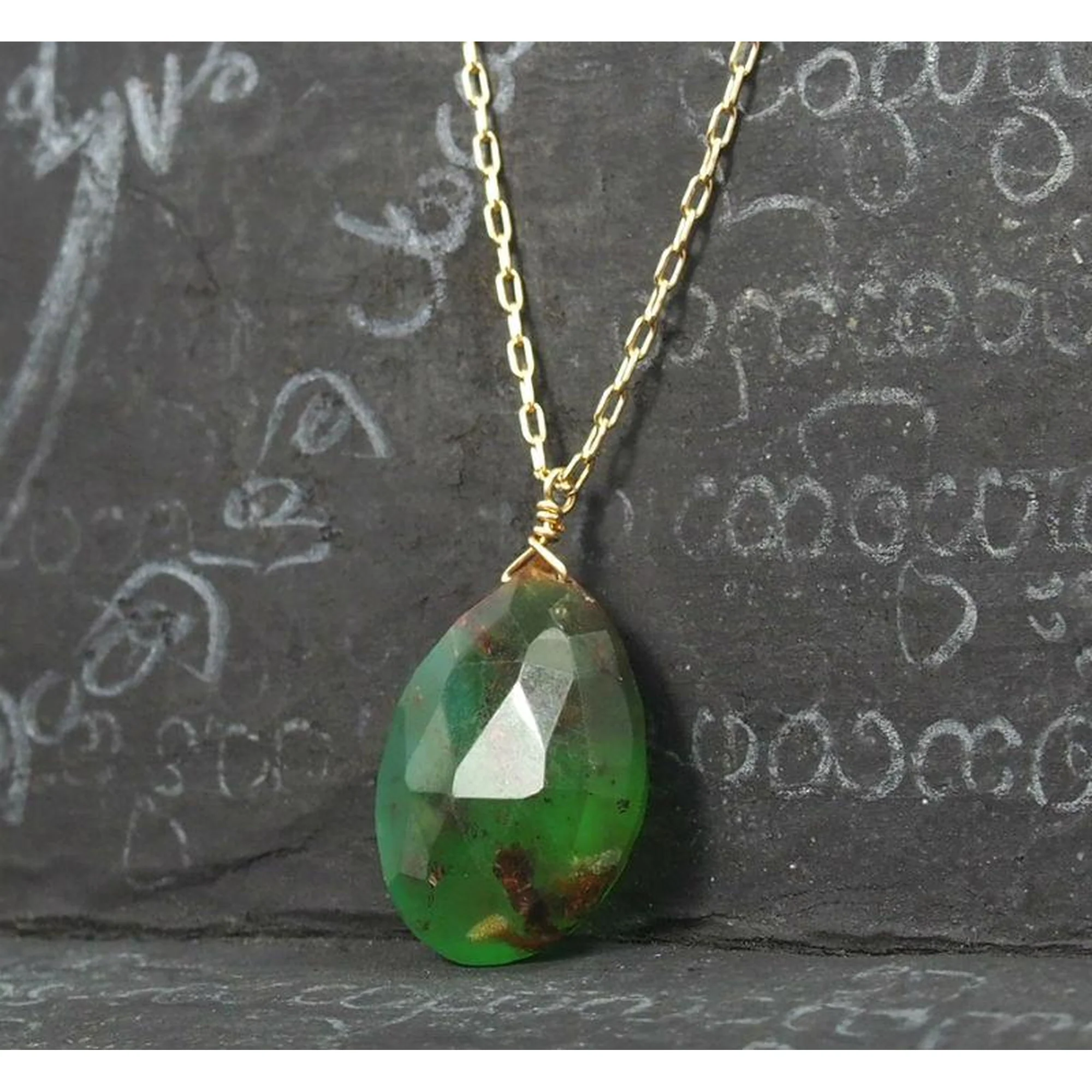 Chrysoprase Necklace On Gold Filled Chain With Gold Filled Spring Clasp - Image 3