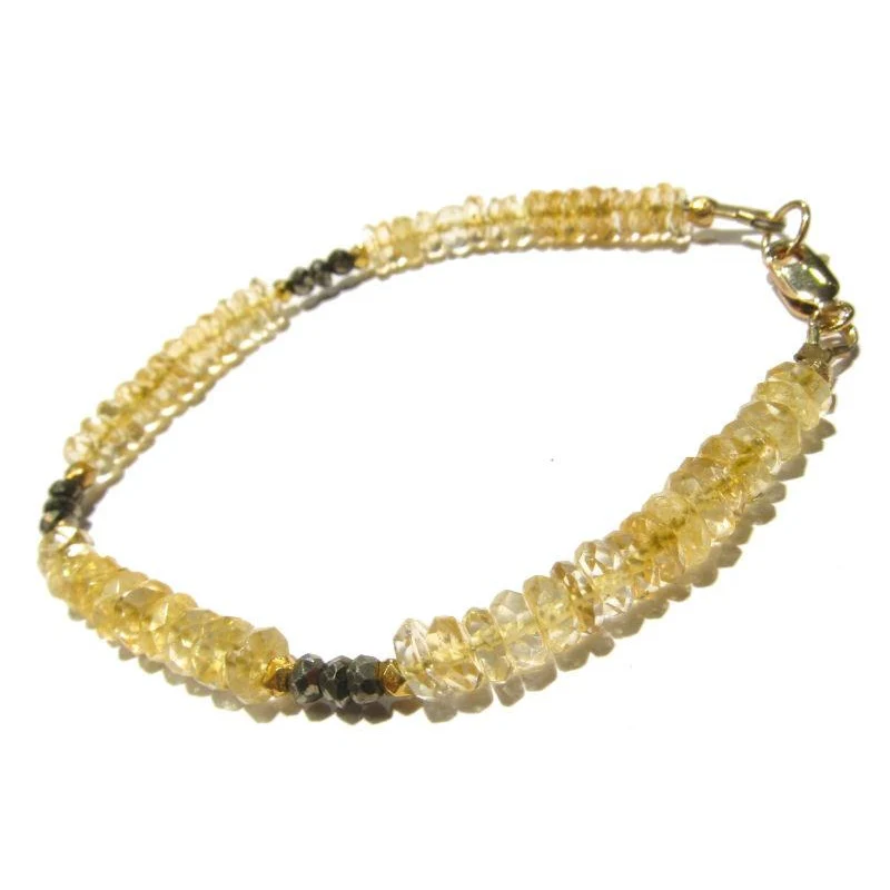 Citrine and Pyrite Bracelet with Gold Filled Lobster Claw Clasp - Image 2
