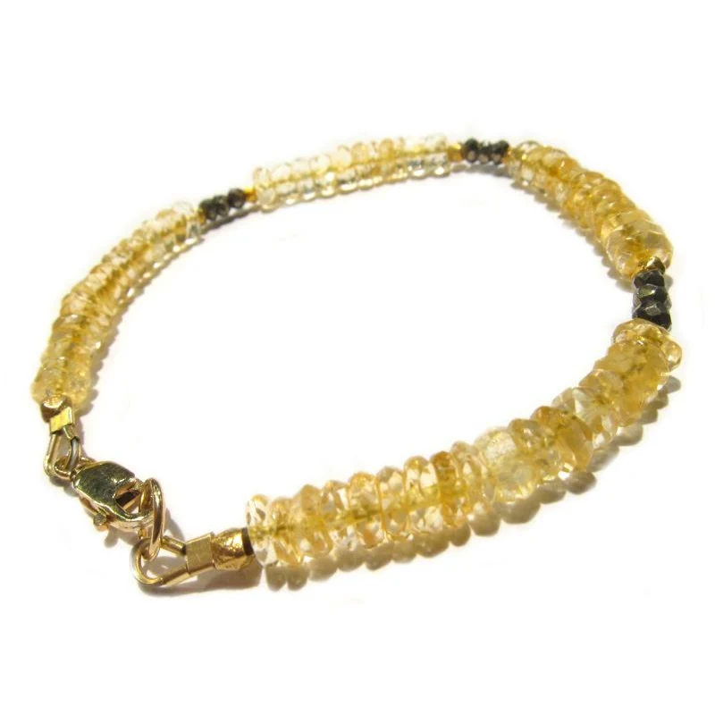 Citrine and Pyrite Bracelet with Gold Filled Lobster Claw Clasp - Image 3