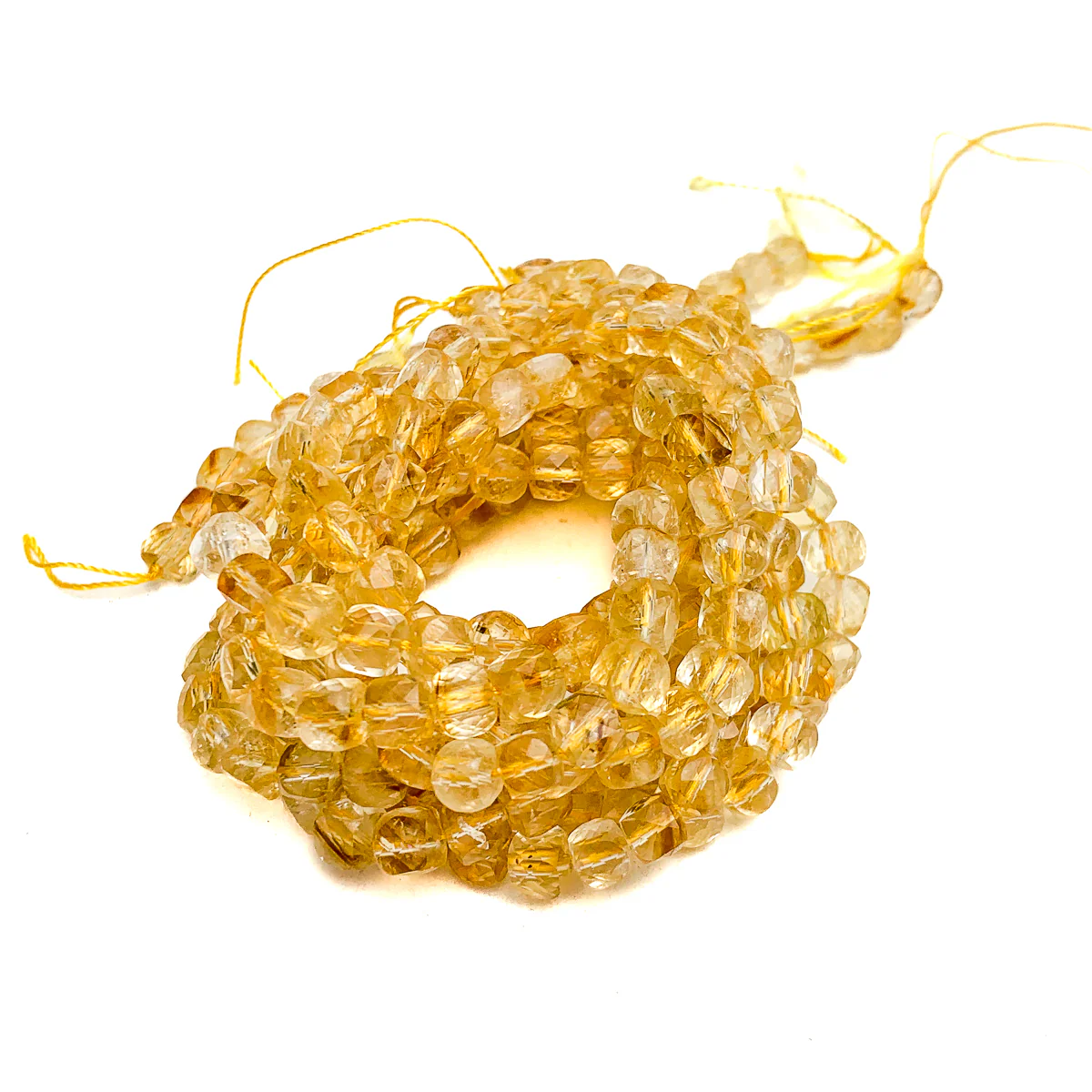 Citrine Faceted 6mm Cubes Bead Strand - Image 4