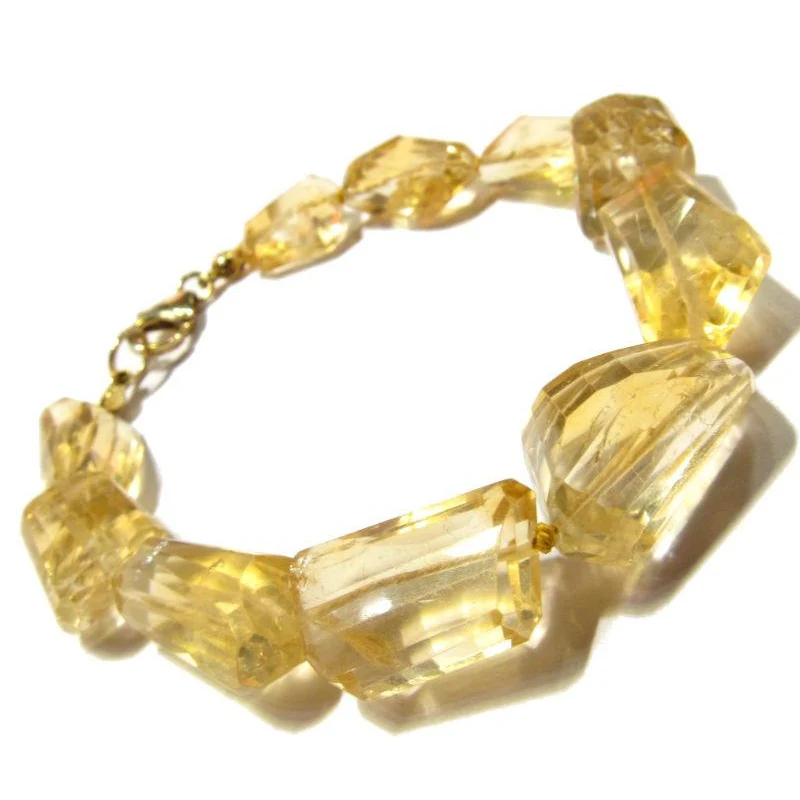 Citrine Faceted Knotted Bracelet with Gold Plated Lobster Claw Clasp - Image 3