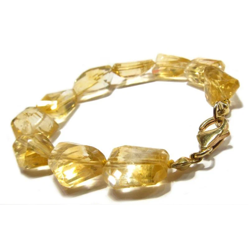 Citrine Faceted Knotted Bracelet with Gold Plated Lobster Claw Clasp - Image 4