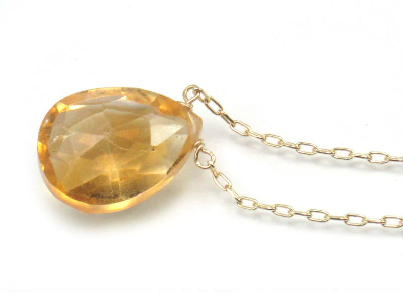 Citrine Necklace on Gold Filled Chain with Gold Filled Spring Ring Clasp - Image 2