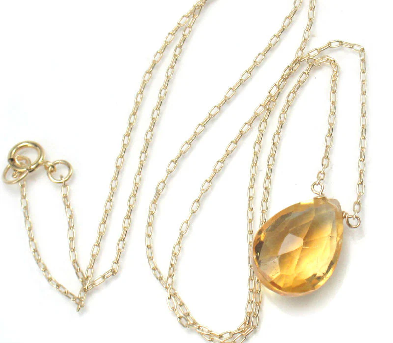 Citrine Necklace on Gold Filled Chain with Gold Filled Spring Ring Clasp - Image 3