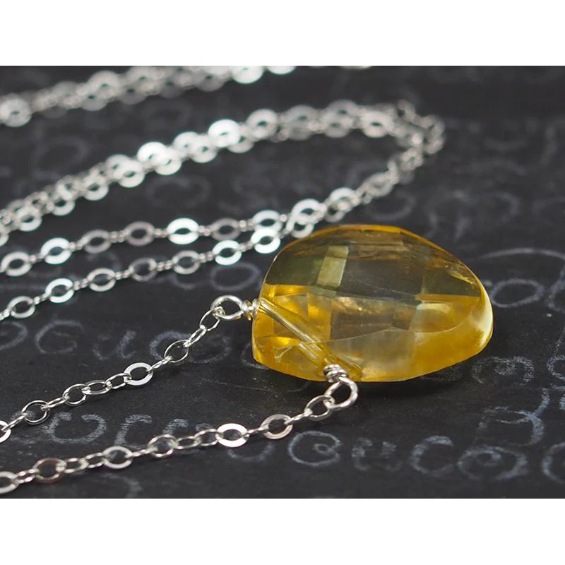 Citrine Necklace On Sterling Silver Chain With Sterling Silver Trigger Clasp 2 - Image 2