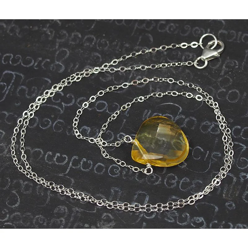 Citrine Necklace On Sterling Silver Chain With Sterling Silver Trigger Clasp 2 - Image 3