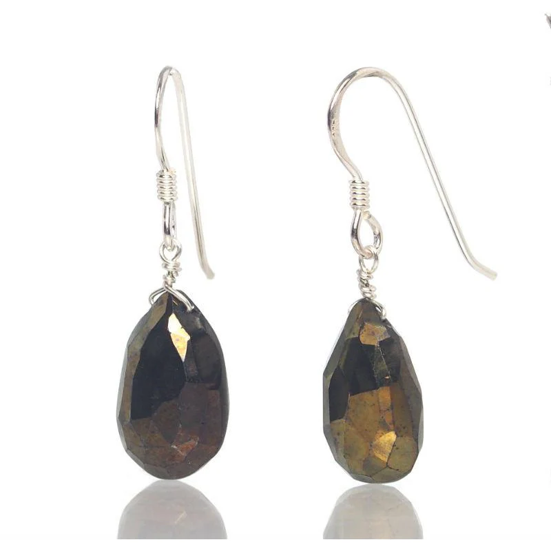 Coated Pyrite Earrings with Sterling Silver French Ear Wires - Image 3