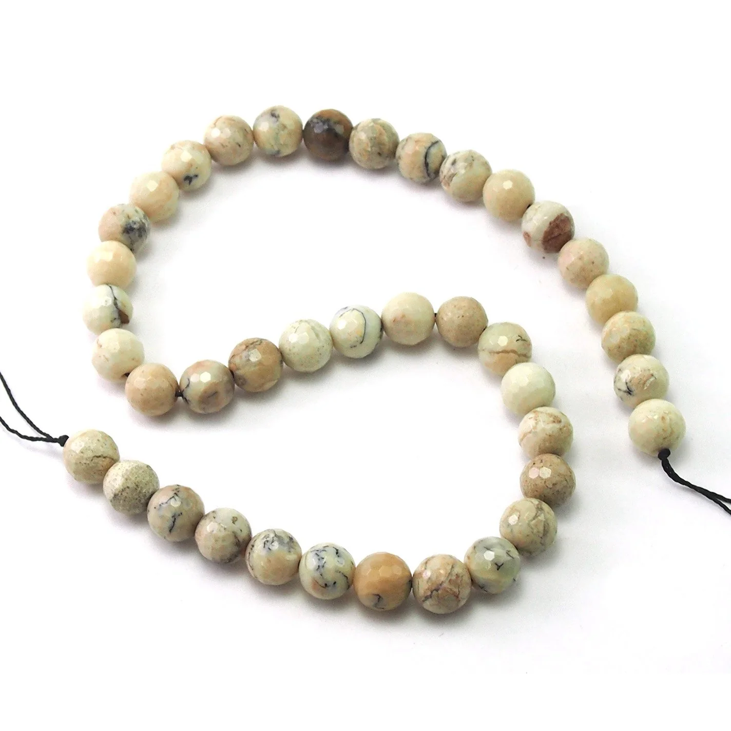 African Opal White Faceted Rounds 10mm Strand - Image 2