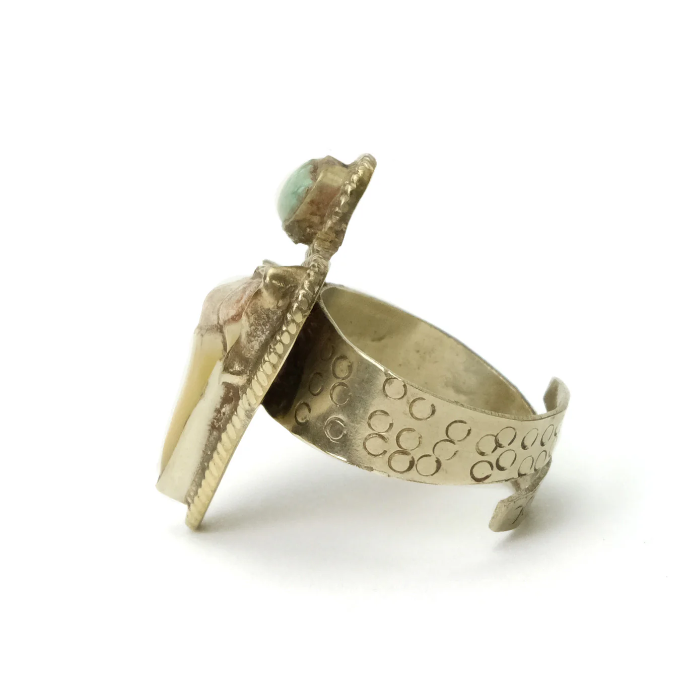 Shark Tooth Ring with Turquoise Cabochon - Image 3