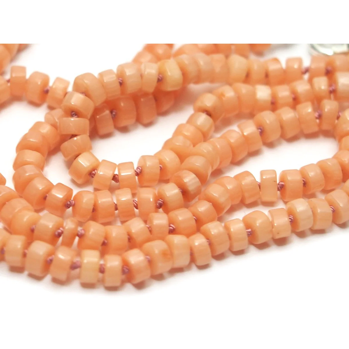 Coral Knotted Necklace with Sterling Silver Trigger Clasp - Image 3