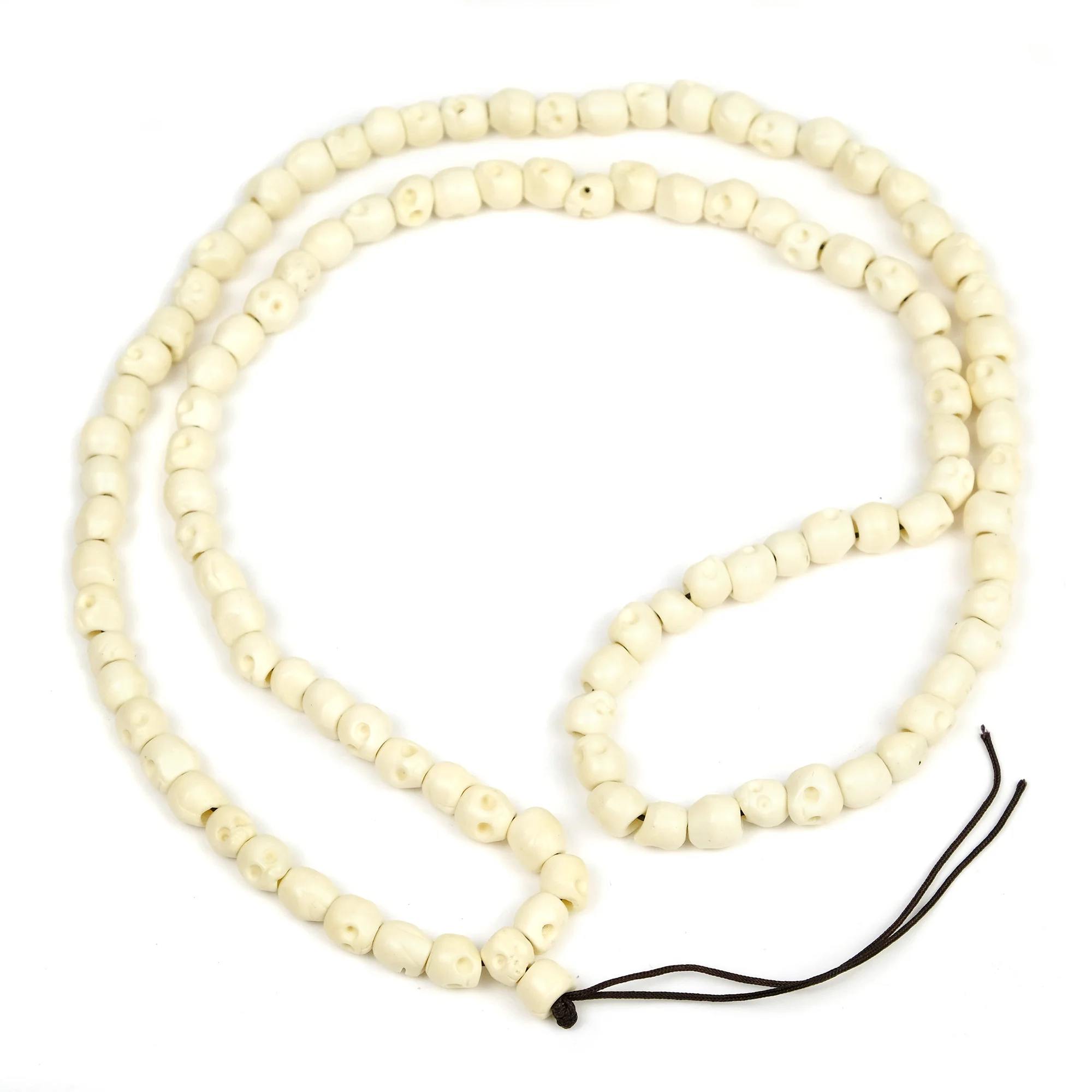 Cow Bone Hand Carved Skull 7mm Bead Full Mala - Image 2