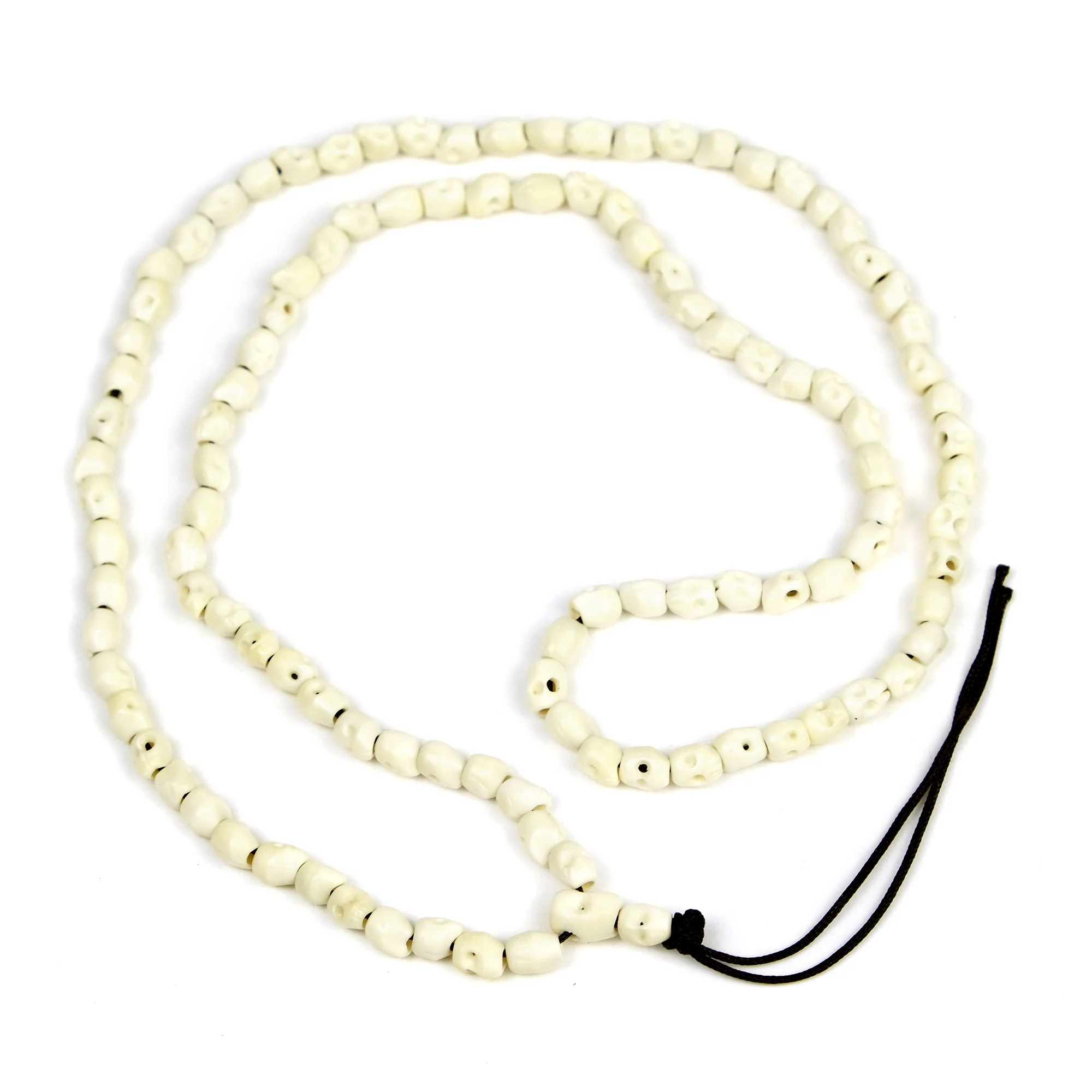 Cow Bone Hand Carved Tiny Skull Mala 5-6mm - Image 2