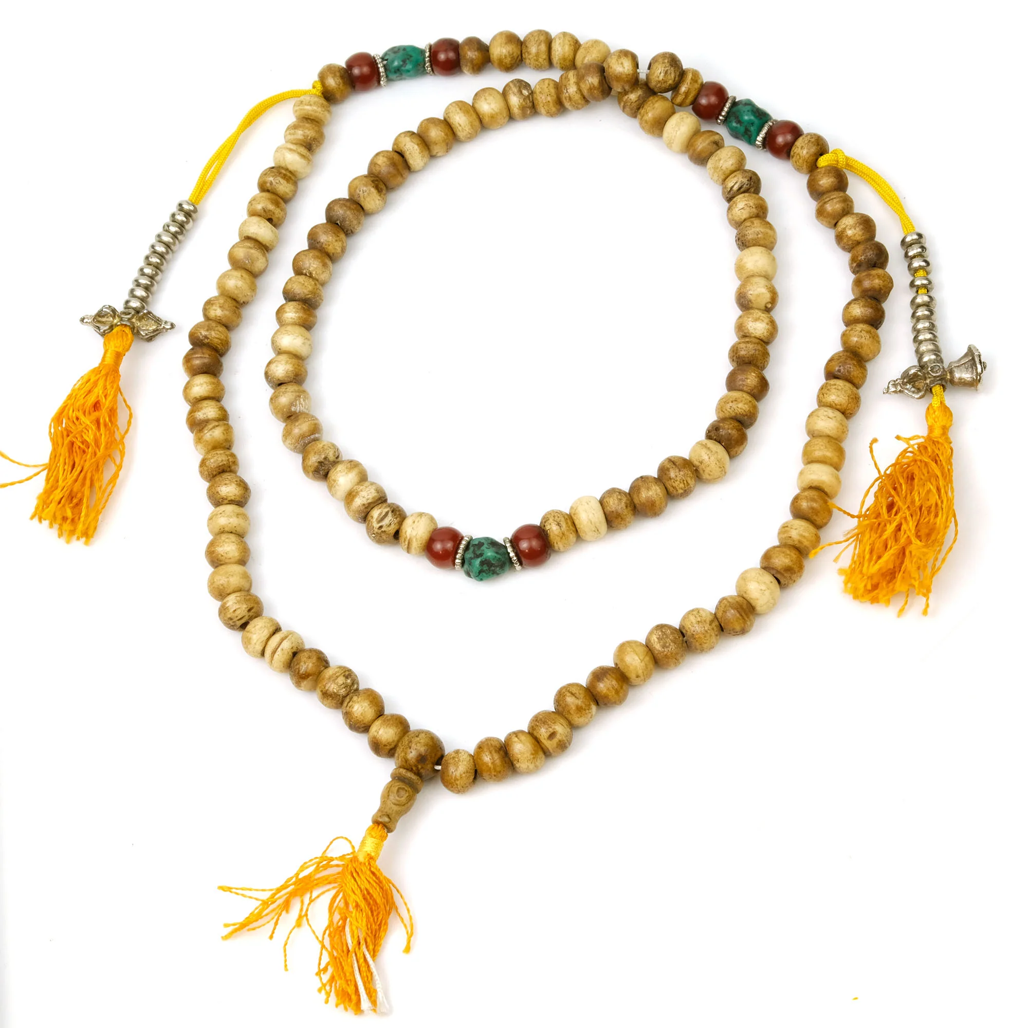 Cow Bone Tea Stained Mala with Spacers 10mm x 8mm - Image 3
