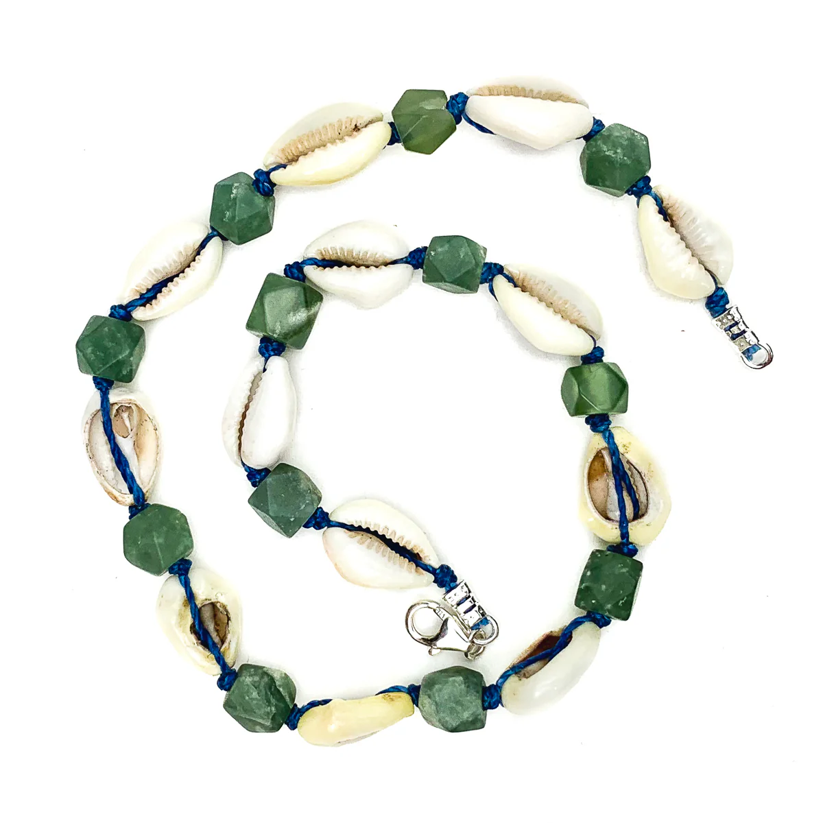 Cowrie Shell With Serpentine Choker Necklace With Sterling Silver Trigger Clasp - Image 4
