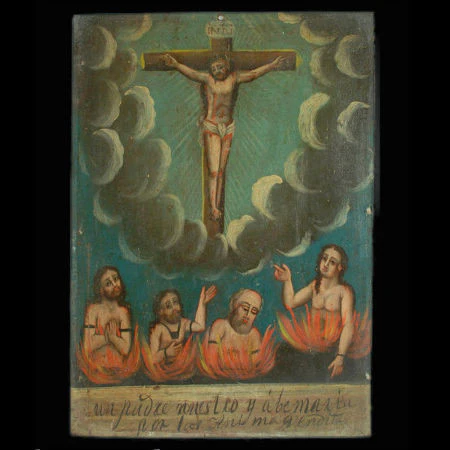 Cristo Crucificado y las Animas Retablo #105 - Image 2