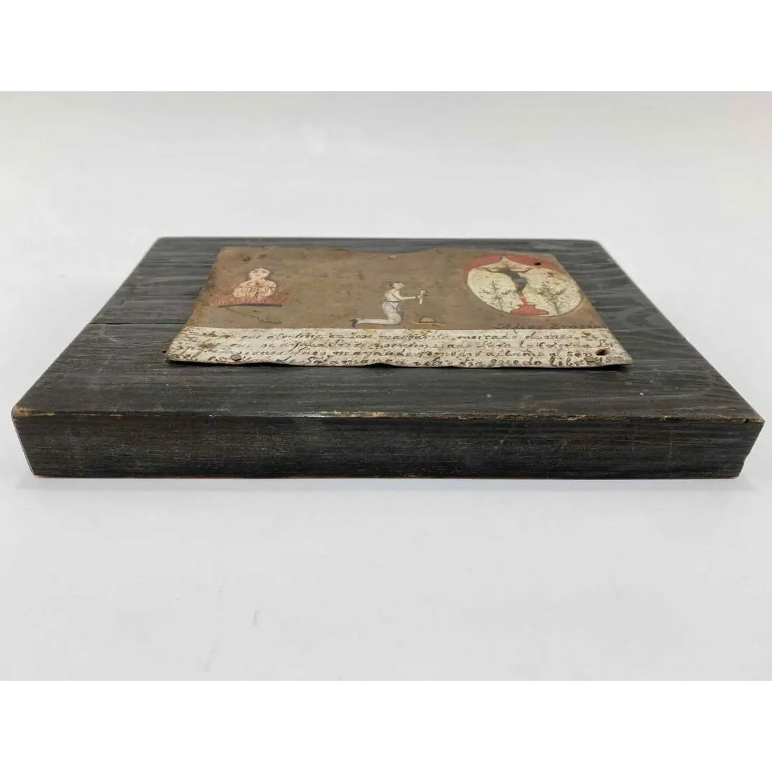 Cristo Negro / Christ of Esquipulas Spanish Colonial Mexican Tin Painted Retablo Ex Voto #1099 - Image 10