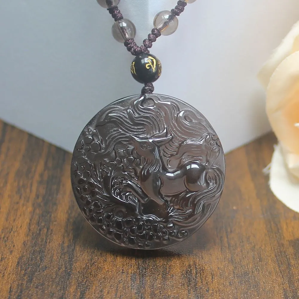 Crystal Gemstone Natural Ice Obsidian Nine Tail Fox Necklace Pendant with Chain - Image 4