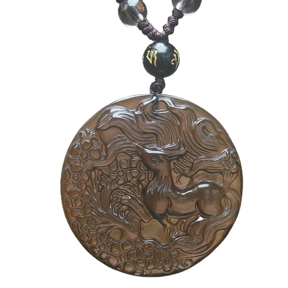 Crystal Gemstone Natural Ice Obsidian Nine Tail Fox Necklace Pendant with Chain - Image 6